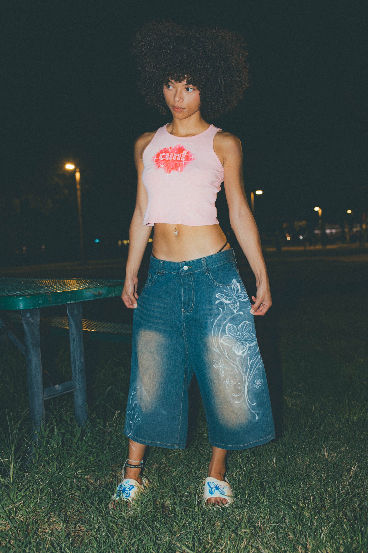 Butterfly Jorts 001 Hand-painted