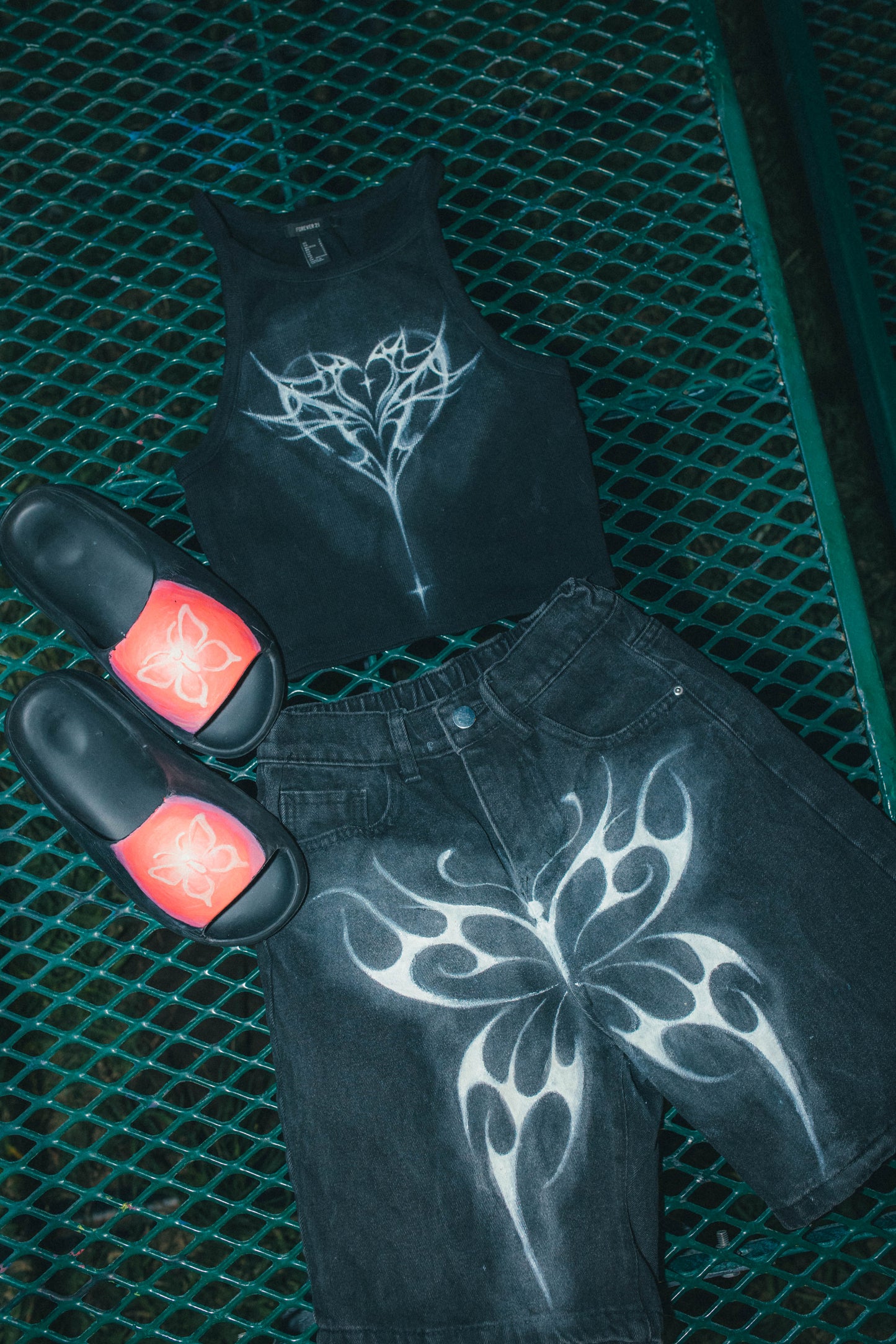 Cyber Heart hand painted 001