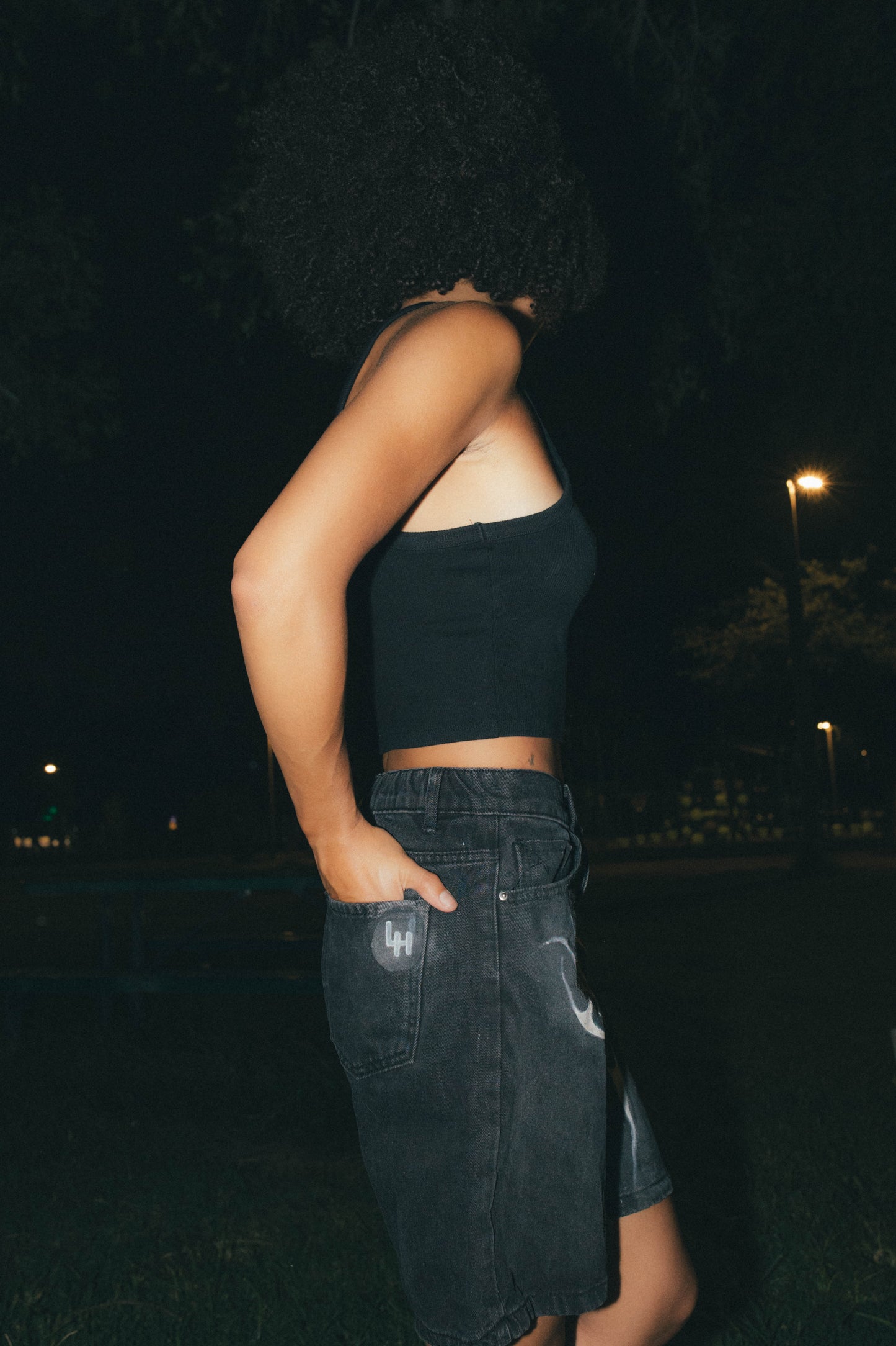 Cyber Butterfly 001 Hand Painted Black Shorts